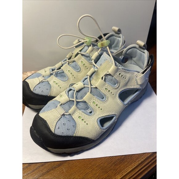 Lands' End Women's 8 Athletic Water/Hiking Blue and White - Picture 1 of 6